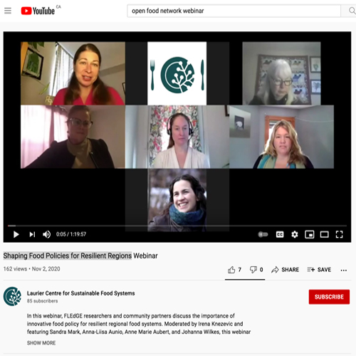 screen shot from the webinar, Shaping Food Policies for Resilient Regions